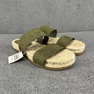 Haute Hippie Sandals Womens 7.5 Green genuine suede espadrille slip on straps